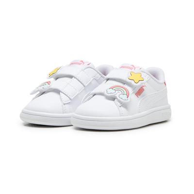 Puma Smash 3.0 Badges V Inf-White-Passionfruit Çocuk Ayakkabı-Beyaz