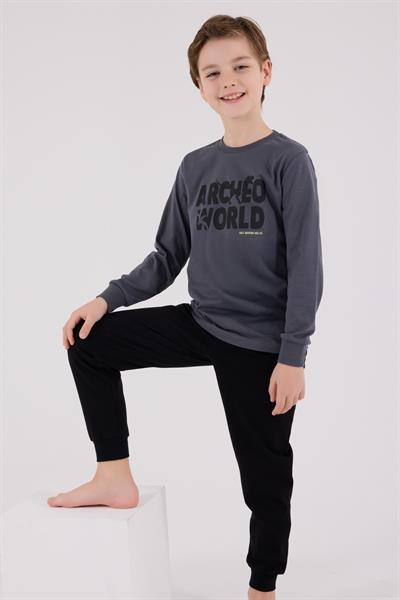 RolyPoly Erkek Çocuk Uzun Kol Pijama Takım Gri