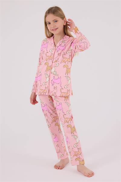 RolyPoly Kız Çocuk Gömlek Pijama Açık Pembe