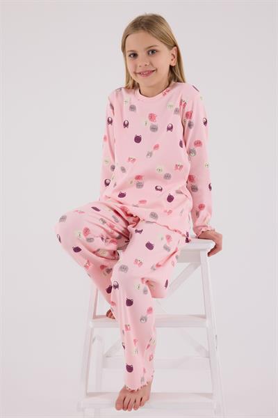 RolyPoly Kız Çocuk Uzun Kol Pijama Takım Açık Pembe