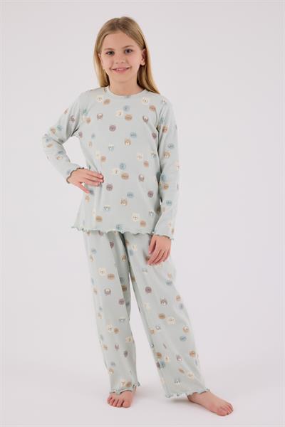 RolyPoly Kız Çocuk Uzun Kol Pijama Takım Açık Yeşil