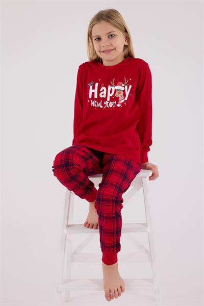 RolyPoly Kız Çocuk Uzun Kol Pijama Takım Kırmızı