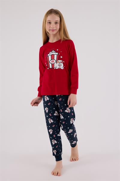 RolyPoly Kız Çocuk Uzun Kol Pijama Takım Kırmızı