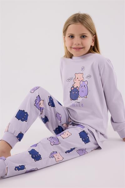 RolyPoly Kız Çocuk Uzun Kol Pijama Takım Lila