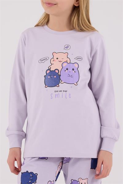 RolyPoly Kız Çocuk Uzun Kol Pijama Takım Lila