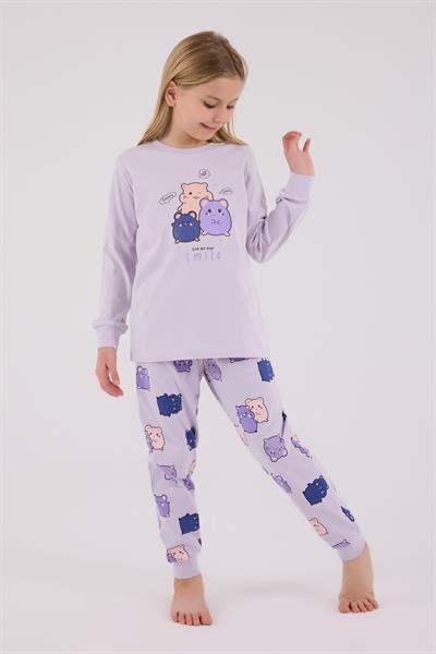 RolyPoly Kız Çocuk Uzun Kol Pijama Takım Lila