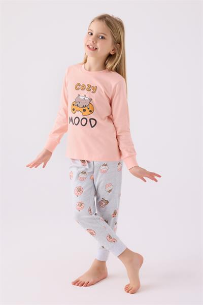 RolyPoly Kız Çocuk Uzun Kol Pijama Takım A.Somon