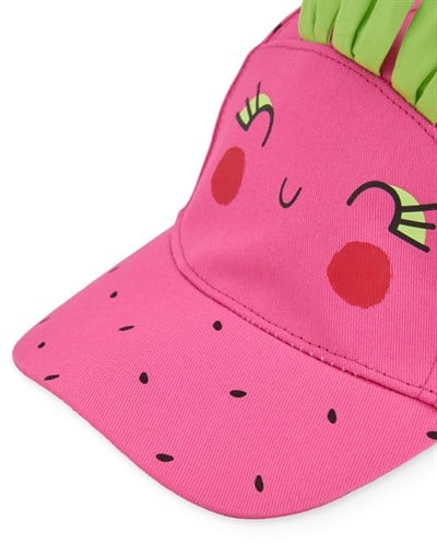 Tuc Tuc Kız Çocuk Çilek Tasarımlı Yaprak Detaylı Pembe Şapka 52cm Yaş 3-5