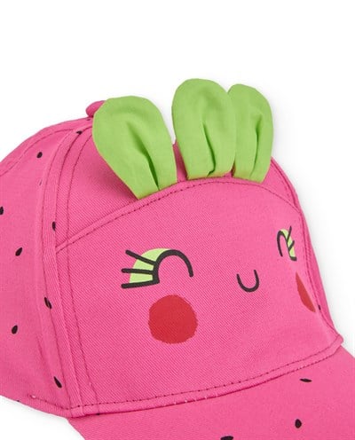 Tuc Tuc Kız Çocuk Çilek Tasarımlı Yaprak Detaylı Pembe Şapka 52cm Yaş 3-5