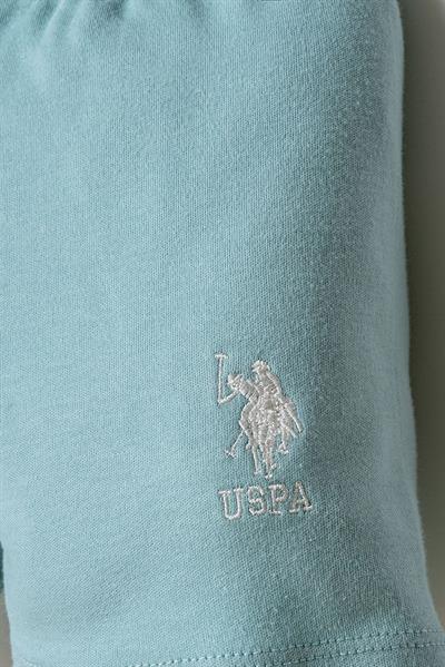 U.S. Polo Assn Erkek Bebek  2 li Şort T-şhirt Takım Beyaz-Su Yeşili