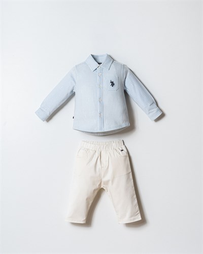 U.S. Polo Assn Erkek Bebek2 li Pantolon Gömlek Takım Mavi