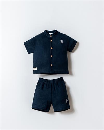 U.S. Polo Assn Erkek Bebek  2 li Şort Gömlek Takım Lacivert