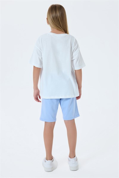 U.S. Polo Assn Kız Çocuk Bermuda 2li Takım Beyaz