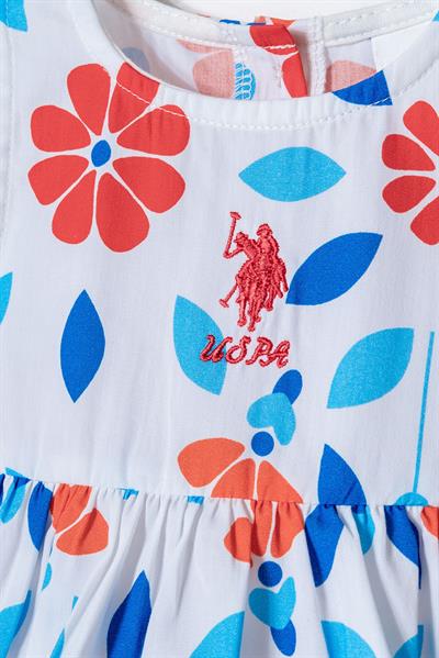U.S. Polo Assn Kız Bebek Külotlu Dokuma Elbise Mavi-Turuncu