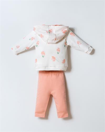 U.S. Polo Assn Kız Bebek  3 lü Takım Beyaz-Pudra