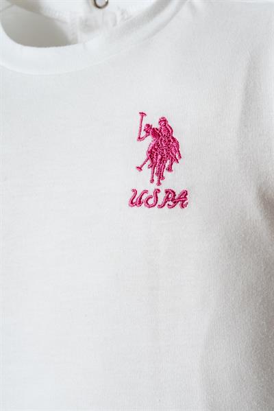 U.S. Polo Assn Kız Bebek  2 li T-şhirt Takım Beyaz