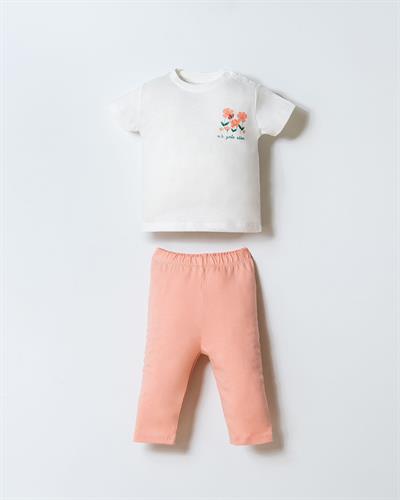 U.S. Polo Assn Kız Bebek  3 lü Takım Beyaz-Pudra