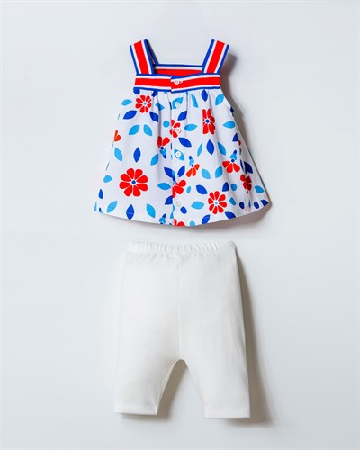 U.S. Polo Assn Kız Bebek2 li Taytlı Takım Mavi- Beyaz