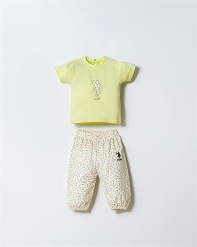 U.S. Polo Assn Kız Bebek  2 li  T-şhirt Takım Sarı