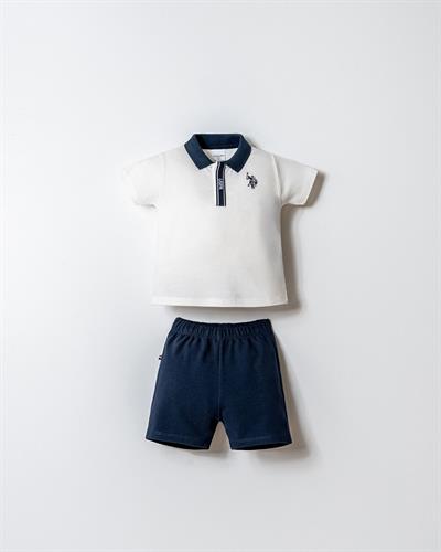 U.S. Polo Assn Erkek Bebek  2 li Şort T-şhirt Takım Beyaz