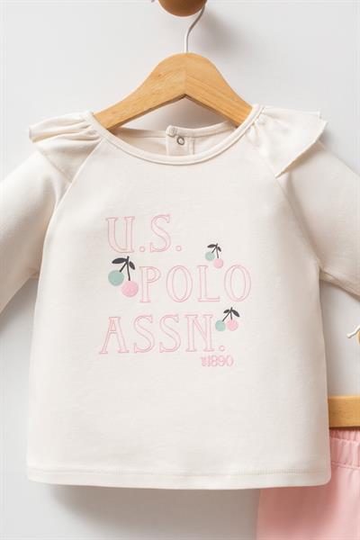 U.S. Polo Assn Kız Bebek USB2749 2 li Takım Ekru