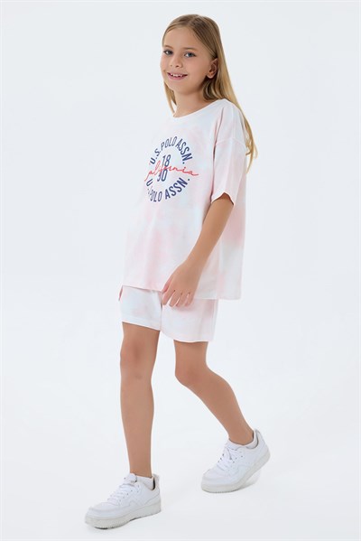 U.S. Polo Assn Kız Çocuk Şortlu  2li Takım Coral