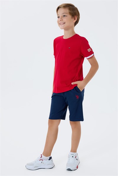 U.S. Polo Assn Erkek Çocuk Bermuda  2li Takım Kırmızı