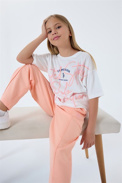 U.S. Polo Assn Kız Çocuk  2li Takım Somon