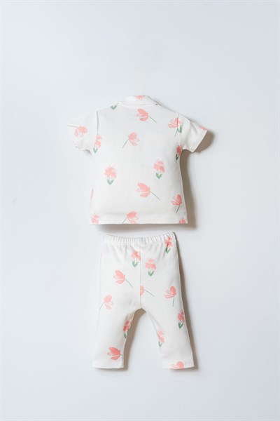 U.S. Polo Assn Kız Bebek Gömlek Pijama Beyaz-Pudra