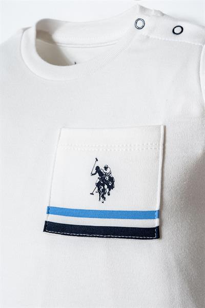 U.S. Polo Assn Erkek Bebek  2 li Şort T-şhirt Takım Beyaz-Lacivert