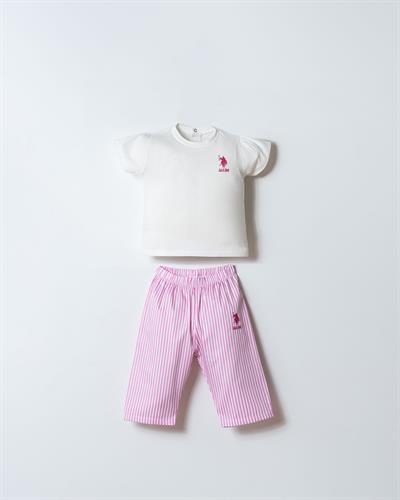 U.S. Polo Assn Kız Bebek  2 li T-şhirt Takım Beyaz