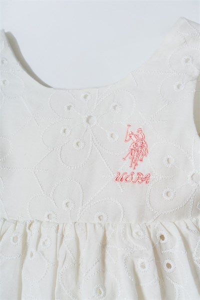 U.S. Polo Assn Kız Bebek Dantel Elbise Beyaz
