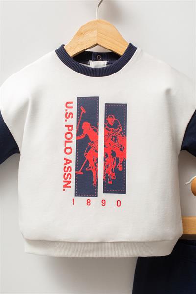 U.S. Polo Assn Erkek Bebek 2 li Takım Beyaz Lacivert
