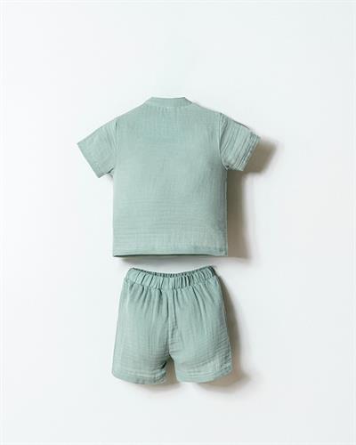 U.S. Polo Assn Erkek Bebek  2 li Şort Gömlek Takım Mint