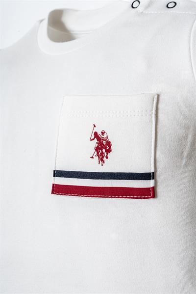 U.S. Polo Assn Erkek Bebek  2 li Şort T-şhirt Takım Beyaz-Kırmızı