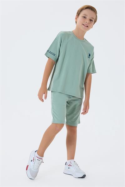 U.S. Polo Assn Erkek Çocuk  2 li Bermuda T-şhirt Takım Yeşil