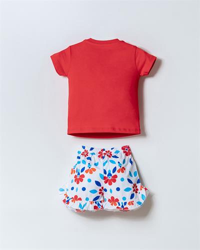 U.S. Polo Assn Kız Bebek  2 li Şort T-şhirt Takım Nar Çiçeği