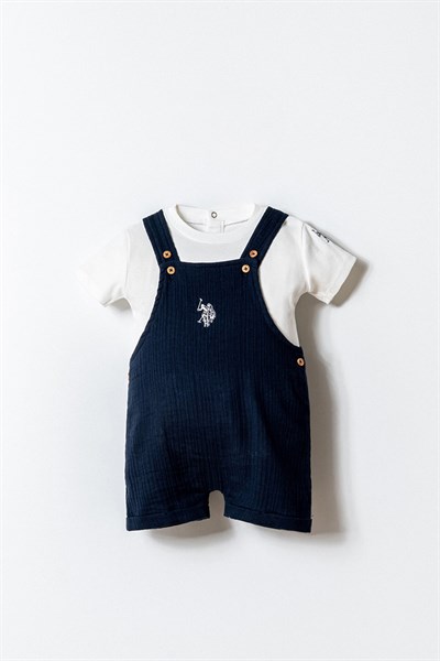 U.S. Polo Assn Erkek Bebek 2 li Salopet T-shirt Takım Lacivert