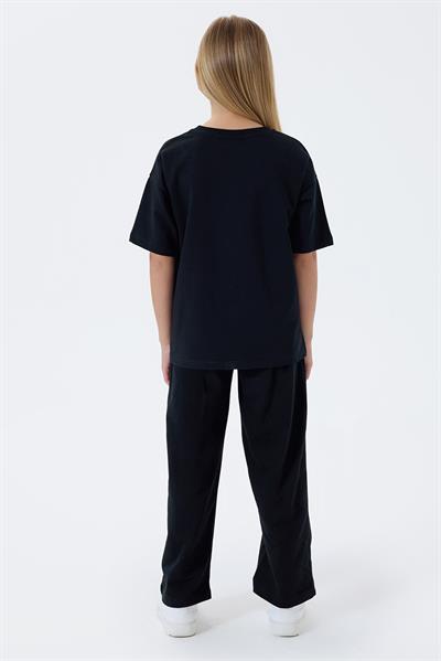 U.S. Polo Assn Kız Çocuk  2 li Kısa Kol Pijama Takım Koyu Siyah