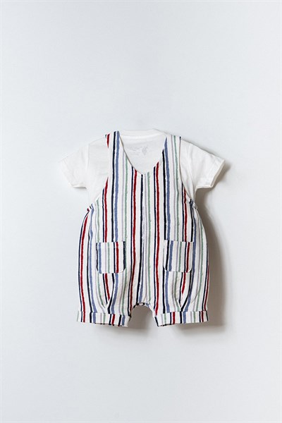 U.S. Polo Assn Erkek Bebek 2 li Salopet T-shirt Takım Beyaz