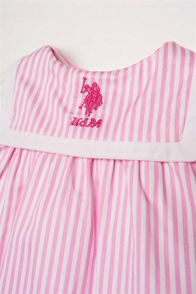 U.S. Polo Assn Kız Bebek Külotlu Dokuma Elbise Pembe