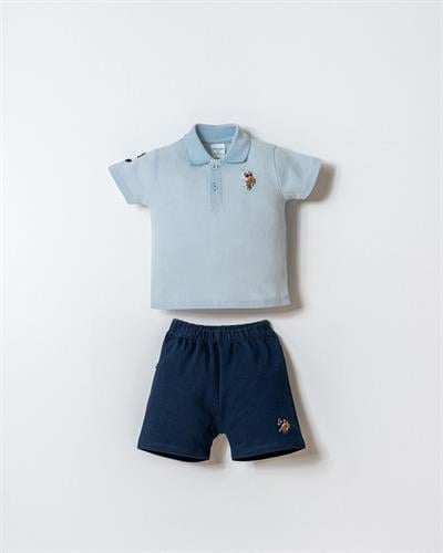 U.S. Polo Assn Erkek Bebek  2 li Şort T-şhirt Takım Mavi