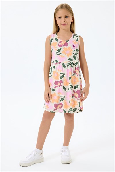 U.S. Polo Assn Kız Çocuk  Elbise Bej