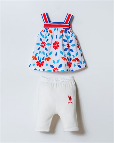 U.S. Polo Assn Kız Bebek2 li Taytlı Takım Mavi- Beyaz