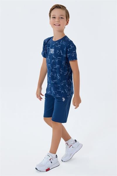 U.S. Polo Assn Erkek Çocuk  2 li Bermuda T-şhirt Takım Koyu İndigo