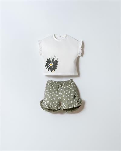 U.S. Polo Assn Kız Bebek  2 li Şort T-şhirt Takım Beyaz-Yeşil