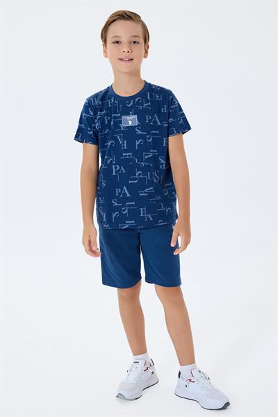 U.S. Polo Assn Erkek Çocuk  2 li Bermuda T-şhirt Takım Koyu İndigo