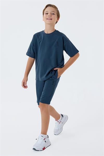 U.S. Polo Assn Erkek Çocuk  2 li Bermuda T-şhirt Takım Gri