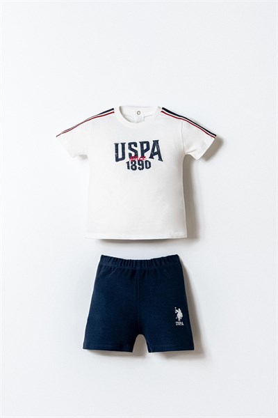 U.S. Polo Assn Erkek Bebek 2 li Şort T-shirt Takım Beyaz