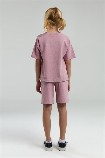 U.S. Polo Assn Kız Çocuk  2 li Bermuda T-şhirt Takım Gül Kurusu